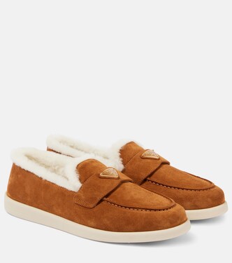 Saint Tropez shearling-lined suede loafers | Prada