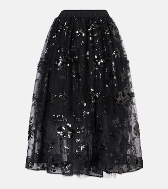 Falda midi de tul con lentejuelas | Simone Rocha