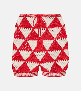Malia crochet high-rise cotton shorts | Anna Kosturova