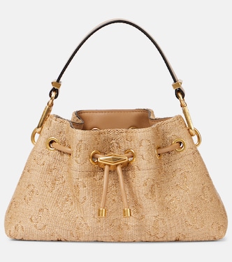 Bon Bon Small raffia bucket bag | Jimmy Choo
