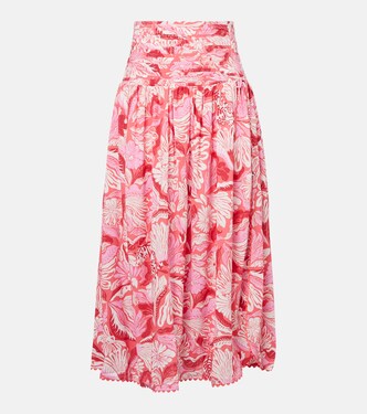 Carla pleated printed midi skirt | Poupette St Barth