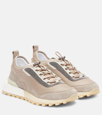 Sneakers Runner aus Veloursleder und Canvas | Brunello Cucinelli