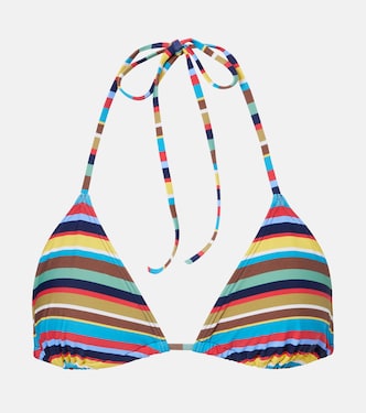 Lido striped halterneck bikini top | Staud