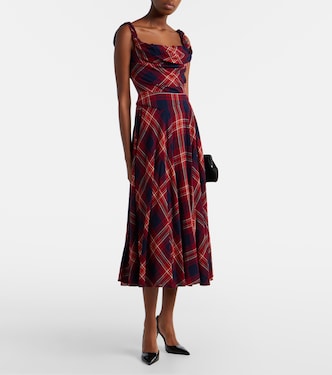 Vivienne Westwood, Chichi draped plaid midi dress, Women, Red, US 6, Dresses, Wool