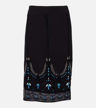 Beaded jersey midi skirt | Xu Zhi