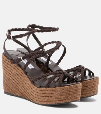 Nyra braided leather espadrille wedges | Jimmy Choo
