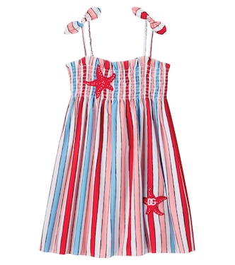 Striped shirred cotton dress | Dolce&Gabbana Kids