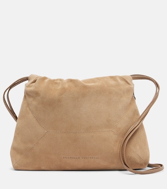 Mellow Small suede shoulder bag | Brunello Cucinelli