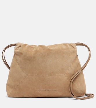 Schultertasche Mellow Small aus Veloursleder | Brunello Cucinelli