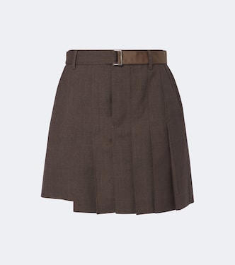 Pleated asymmetric wool skort | Sacai