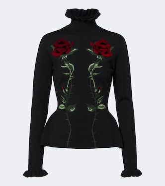 Embroidered ruffled virgin wool sweater | Blumarine