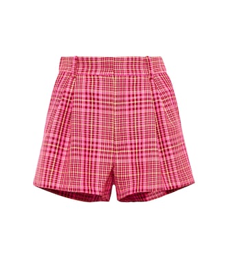Checked wool-blend high-rise shorts | Area