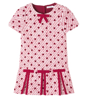 Bow-detail polka-dot bouclé dress | Self-Portrait Kids