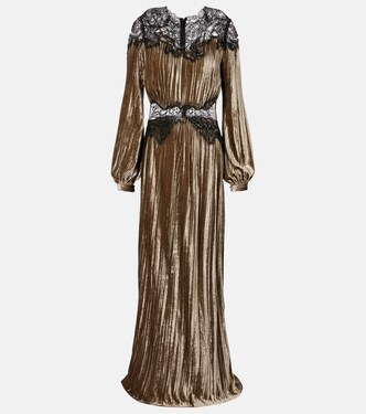 Vestido de fiesta Senna de terciopelo con encaje | Costarellos