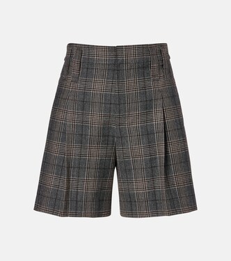 Checked virgin wool shorts | Brunello Cucinelli