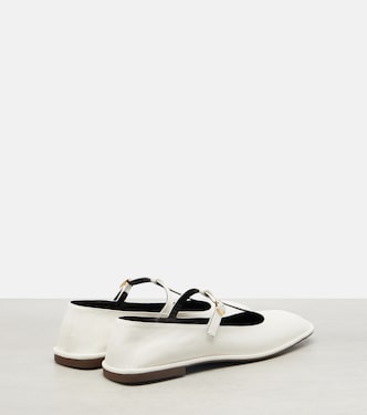 Square leather ballet flats in white - The Row | Mytheresa
