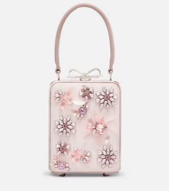 Micro crystal-embellished floral box bag | Self-Portrait