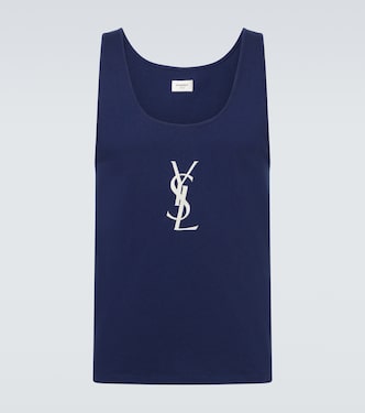 Cassandre embroidered cotton tank top | Saint Laurent