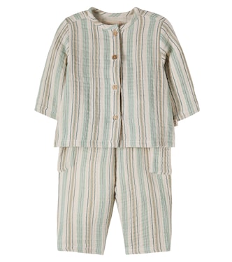Baby Shelby cotton top and Arne cotton pants set | Wheat