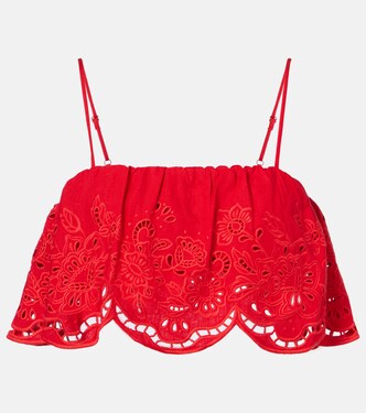 Broderie anglaise linen-blend crop top | Farm Rio