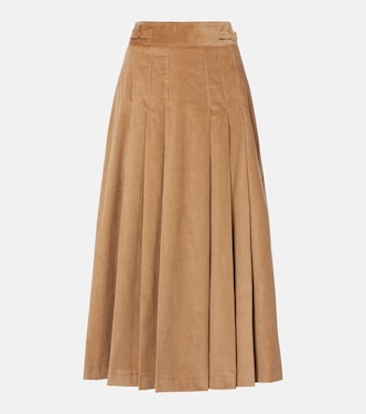 Wesley pleated cotton corduroy midi skirt | Gabriela Hearst