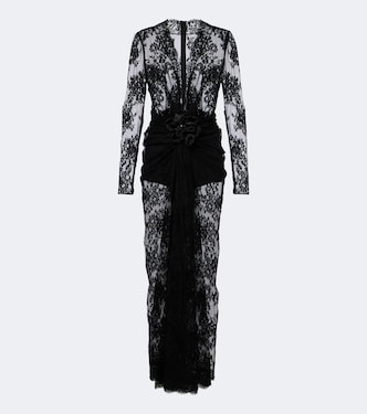 Gathered cotton-blend lace midi dress | Dolce&Gabbana