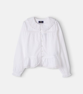 Lace-trimmed cotton poplin shirt | Polo Ralph Lauren Kids