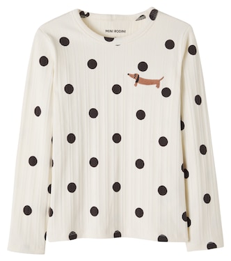 Polka-dot cotton-blend T-shirt | Mini Rodini