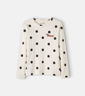 Polka-dot cotton-blend T-shirt | Mini Rodini
