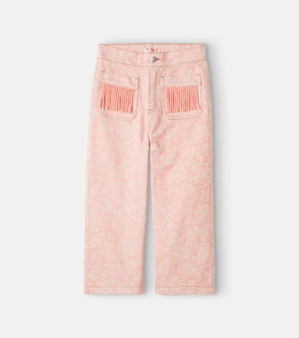 Jeans florales con flecos | Tinycottons