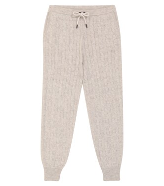 Metallic cable-knit sweatpants | Brunello Cucinelli Kids