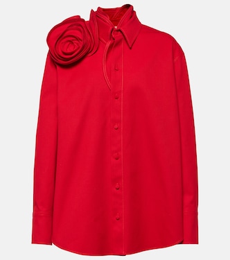 Camisa oversized de algodón con aplique floral | Valentino