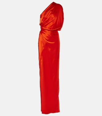 Draped one-shoulder silk satin gown | The Sei