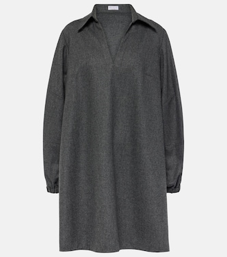 Balloon-sleeve flannel minidress | Brunello Cucinelli