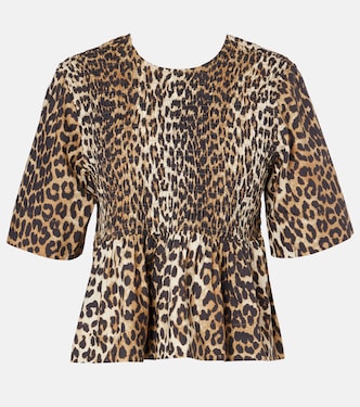 Leopard-print cotton top | Ganni