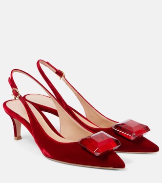 Jaipur 55 velvet slingback pumps | Gianvito Rossi
