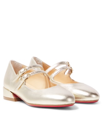 Jane Fille metallic leather Mary Jane flats | Christian Louboutin Kids