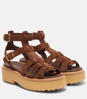 Suede platform fisherman sandals | Prada