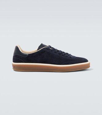 Tennis leather-trimmed suede sneakers | Loro Piana