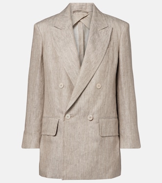 Olimpia double-breasted herringbone linen blazer | Max Mara