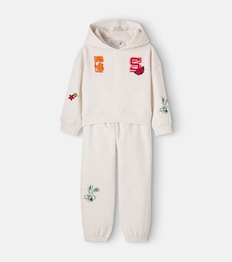 Patch-appliqué cotton fleece hoodie and sweatpants set | Stella McCartney Kids