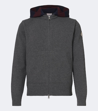 Hooded wool and cashmere zip-up cardigan | Moncler