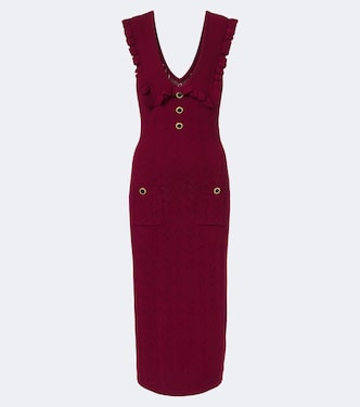 Abito midi in maglia pointelle con volant | Alessandra Rich