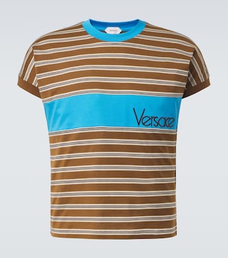 Logo striped cotton T-shirt | Versace