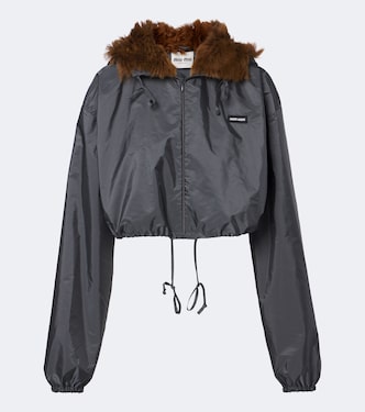 Shearling-trimmed technical jacket | Miu Miu