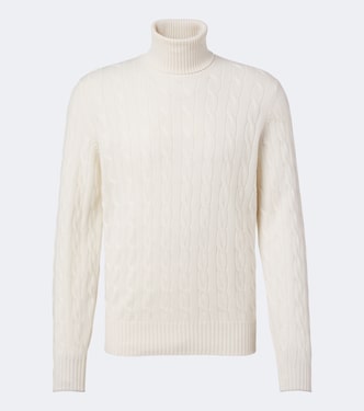 Cable-knit cashmere turtleneck sweater | Brunello Cucinelli