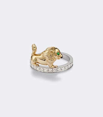 Alliance Lion 9kt yellow and white gold ring with gemstones | Yvonne Léon