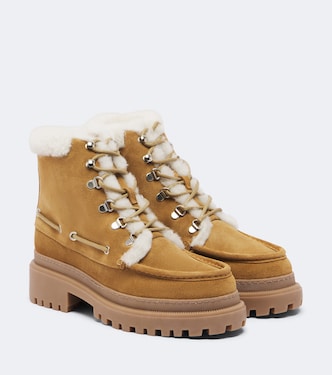 Schnürstiefel aus Veloursleder mit Shearling | Yves Salomon