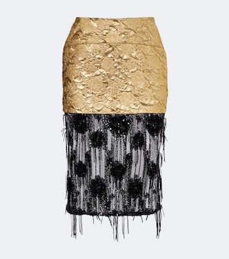 Embellished paneled cloqué midi skirt | Jacques Wei