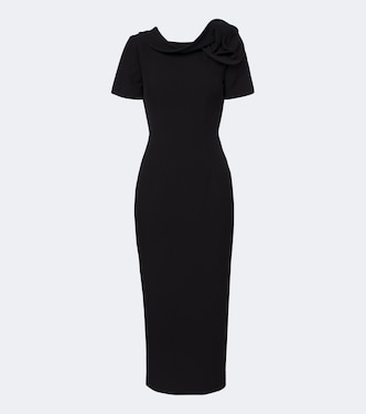 Floral-appliqué crêpe midi dress | Roland Mouret